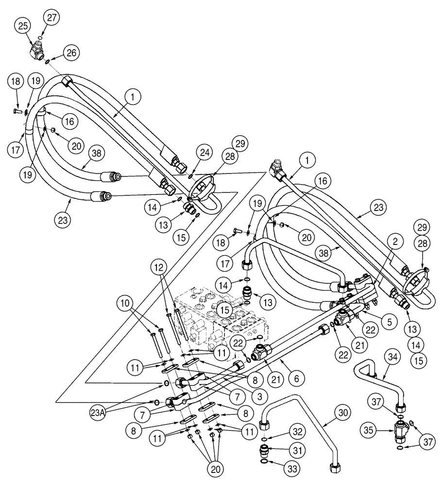 Схема запчастей Case 621D - (08-04) - HYDRAULICS - LOADER LIFT, Z-BAR LOADER (08) - HYDRAULICS