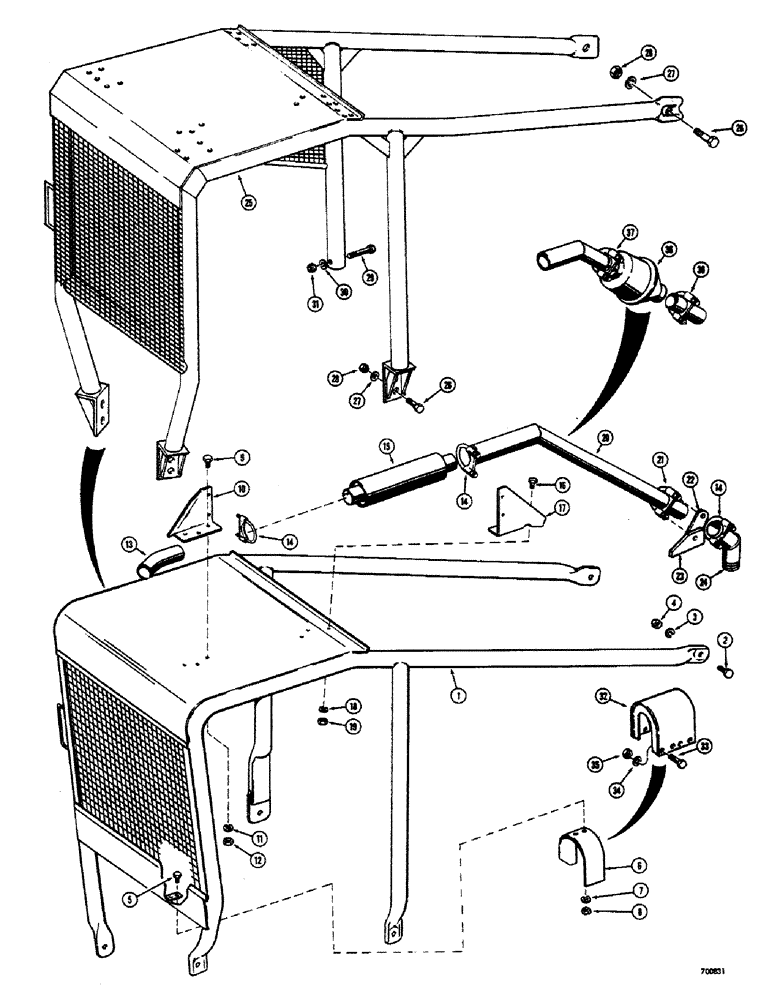 Схема запчастей Case 300 - (132) - CANOPY AND EXHAUST SYSTEM (12) - Chassis/Attachments