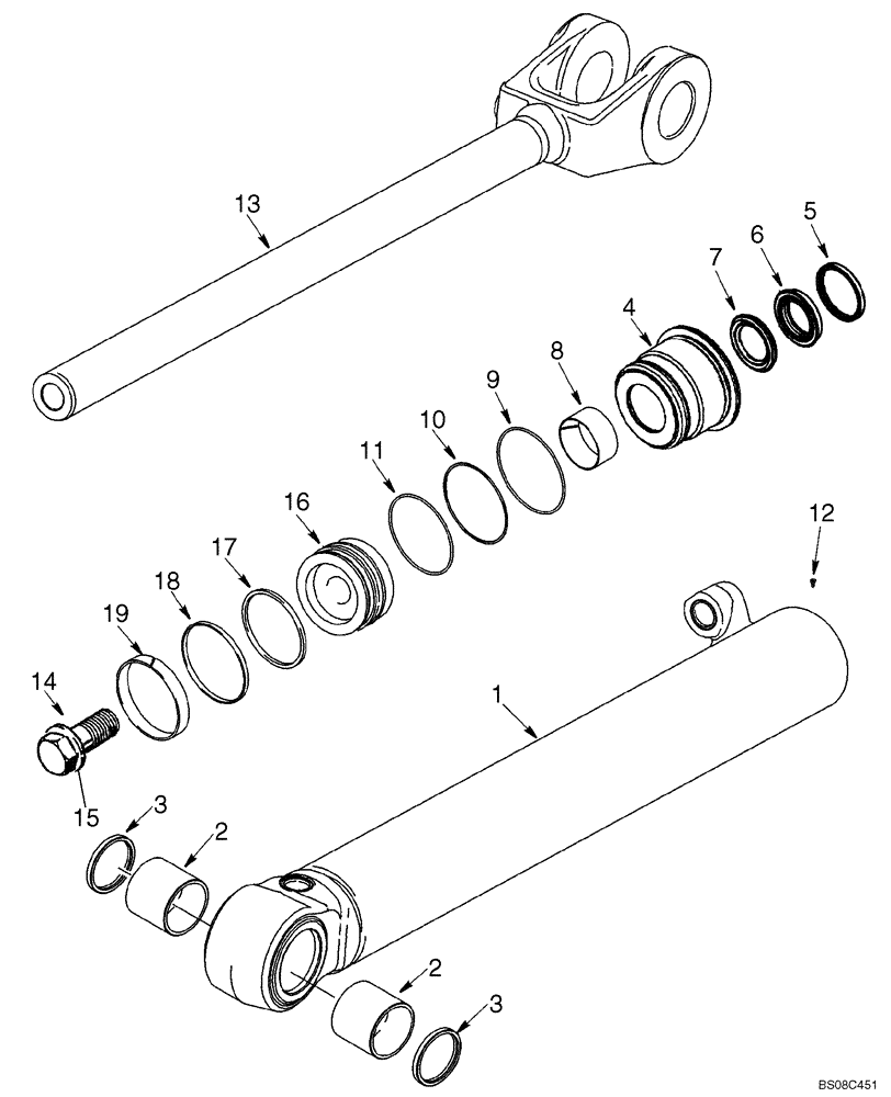 Схема запчастей Case 621E - (08-15) - CYLINDER ASSY - LOADER LIFT (08) - HYDRAULICS