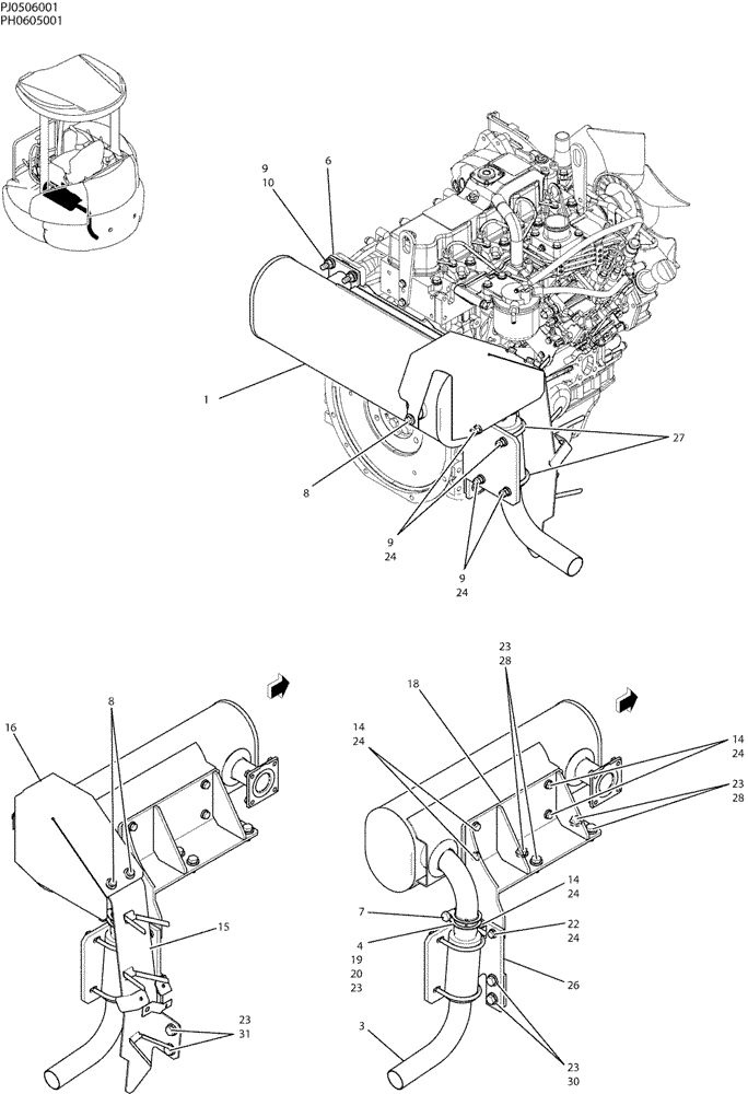 Схема запчастей Case CX50B - (01-012) - MUFFLER ASSY (10) - ENGINE