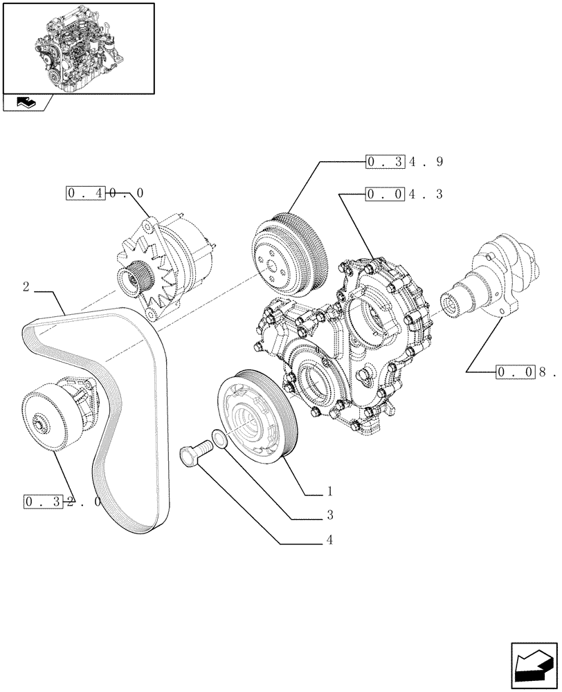 Схема запчастей Case F5CE5454B A002 - (0.08.4) - PULLEY - CRANKSHAFT (504187963) 