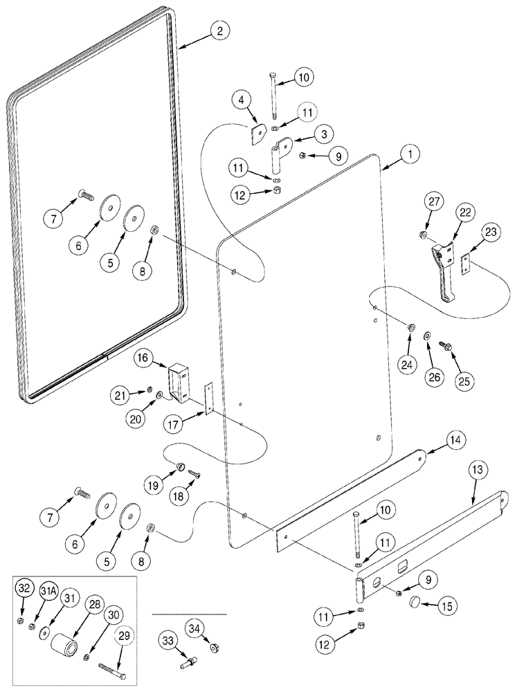 Схема запчастей Case 621C - (09-048) - CAB WINDOW, RIGHT-HAND (09) - CHASSIS