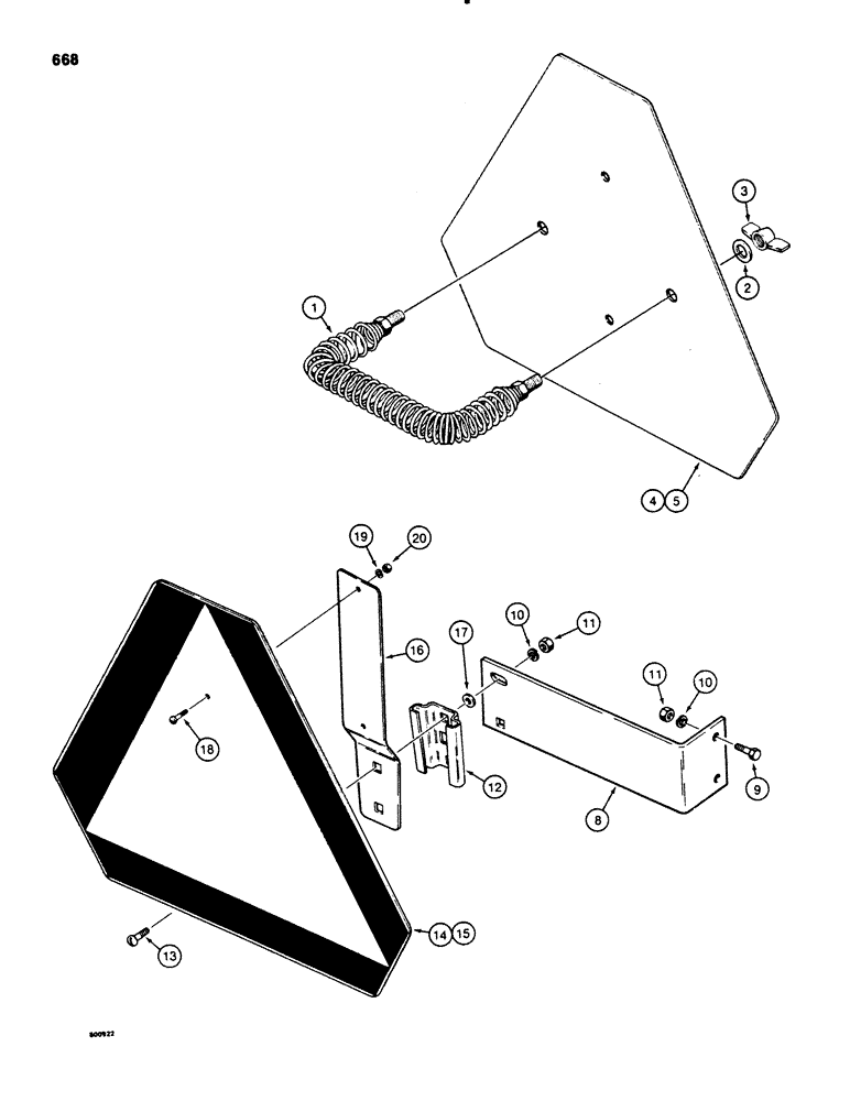 Схема запчастей Case 580SE - (668) - SLOW MOVING VEHICLE EMBLEM, USED ON MODELS WITH BACKHOE (09) - CHASSIS/ATTACHMENTS