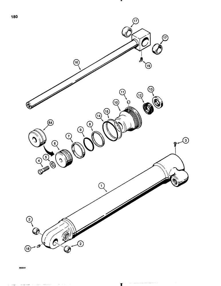 Схема запчастей Case 1845B - (180) - G34926 LOADER BUCKET CYLINDER (08) - HYDRAULICS