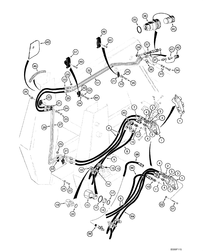 Схема запчастей Case 1845C - (08-08) - HYDRAULICS - AUXILIARY SYSTEM, JAF0102177 - JAF0143530 (08) - HYDRAULICS