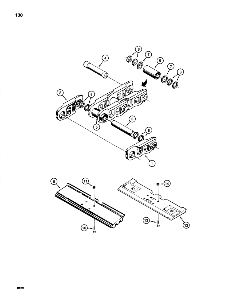 Схема запчастей Case 1280 - (130) - TRACK SHOES, LINKS, AND PINS (04) - UNDERCARRIAGE