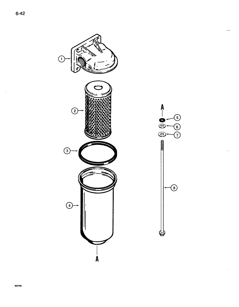 Схема запчастей Case 1085B - (6-042) - TORQUE CONVERTER OIL FILTER (06) - POWER TRAIN