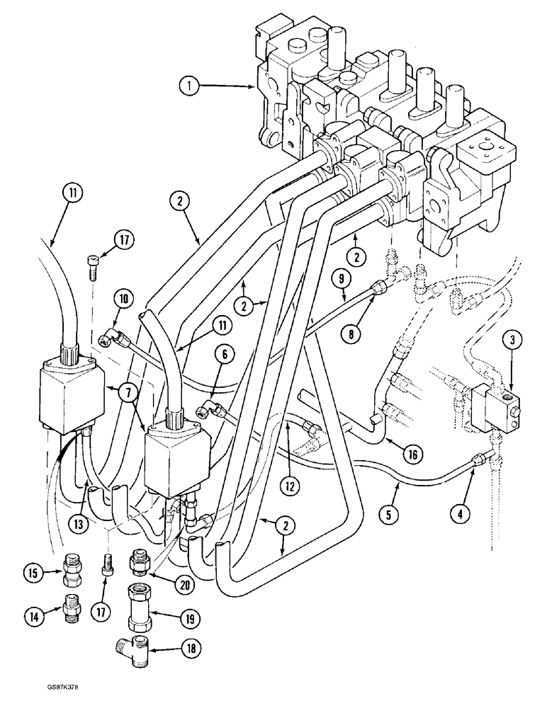 Схема запчастей Case 170C - (8-056) - CRANING VALVE HYDRAULIC CONTROL CIRCUIT (08) - HYDRAULICS