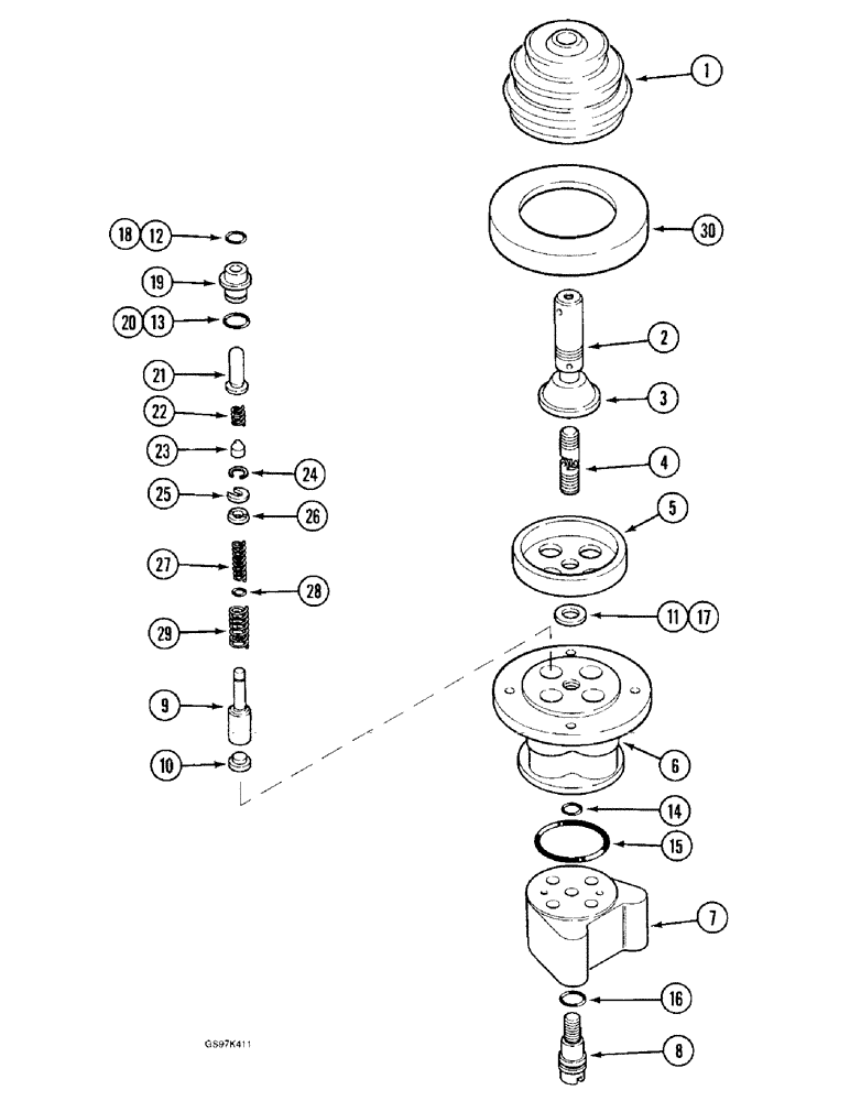 Схема запчастей Case 170C - (8-124) - HAND CONTROL VALVE, REXROTH MANUFACTURED (08) - HYDRAULICS