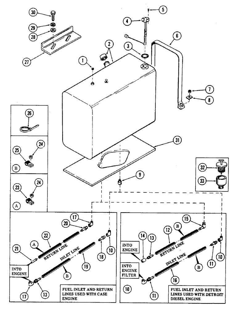 Схема запчастей Case 50 - (060) - FUEL TANK AND LINES, (USED ON UNITS WITH 6280345 AND AFTER) (SN.6279926 & AFTER) (10) - ENGINE