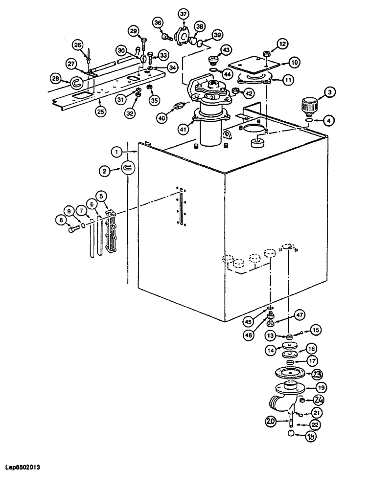 Схема запчастей Case 688 - (8-006) - HYDRAULIC RESERVOIR, P.I.N. FROM 74128 TO 74485, 11501 AND AFTER (08) - HYDRAULICS