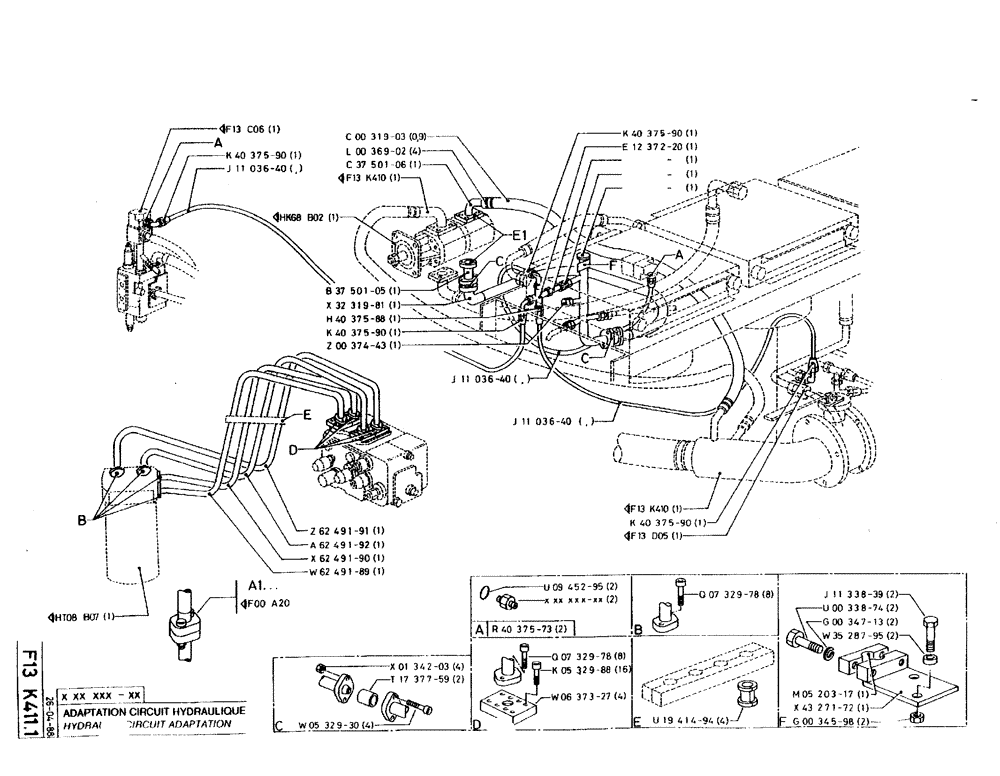 Схема запчастей Case 220B - (F13 K411.1) - HYDRAULIC CIRCUIT ADAPTATION (07) - HYDRAULIC SYSTEM