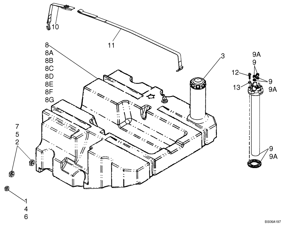 Схема запчастей Case 621D - (03-04) - FUEL TANK FILLER - SENDER (03) - FUEL SYSTEM