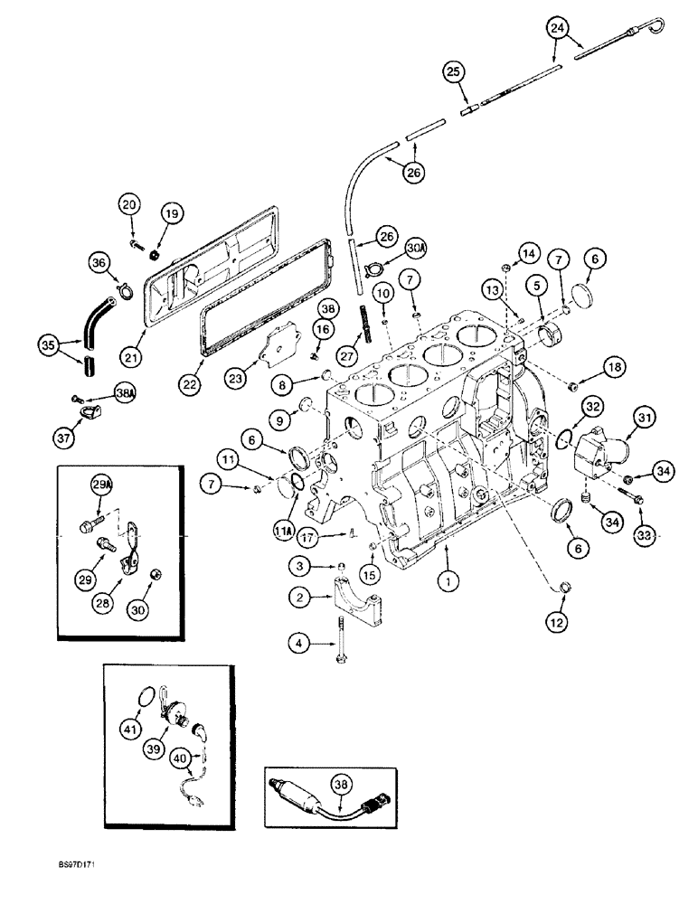 Схема запчастей Case 9020B - (2-066) - CYLINDER BLOCK, 4TA-390 ENGINE, PRIOR TO P.I.N. DAC02#2001, PRIOR TO ENGINE SERIAL NUMBER 45537238 (02) - ENGINE