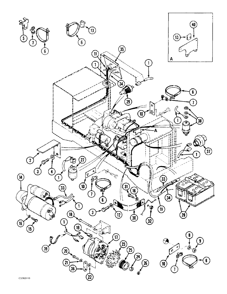 Схема запчастей Case 688BCK - (4-16) - ELECTRICAL CIRCUIT - ENGINE, 688B CK (120301-) (06) - ELECTRICAL SYSTEMS