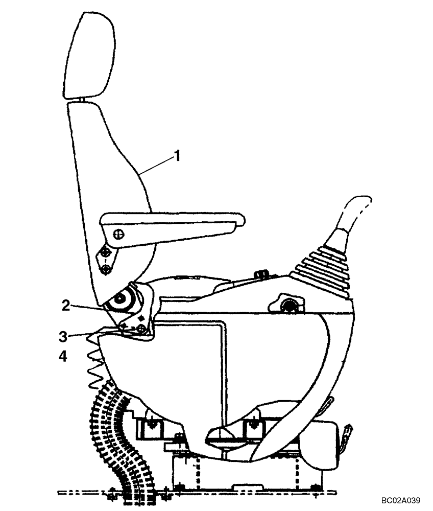 Схема запчастей Case CX330 - (09-18) - SEAT, LOCKING MECHANISM (09) - CHASSIS