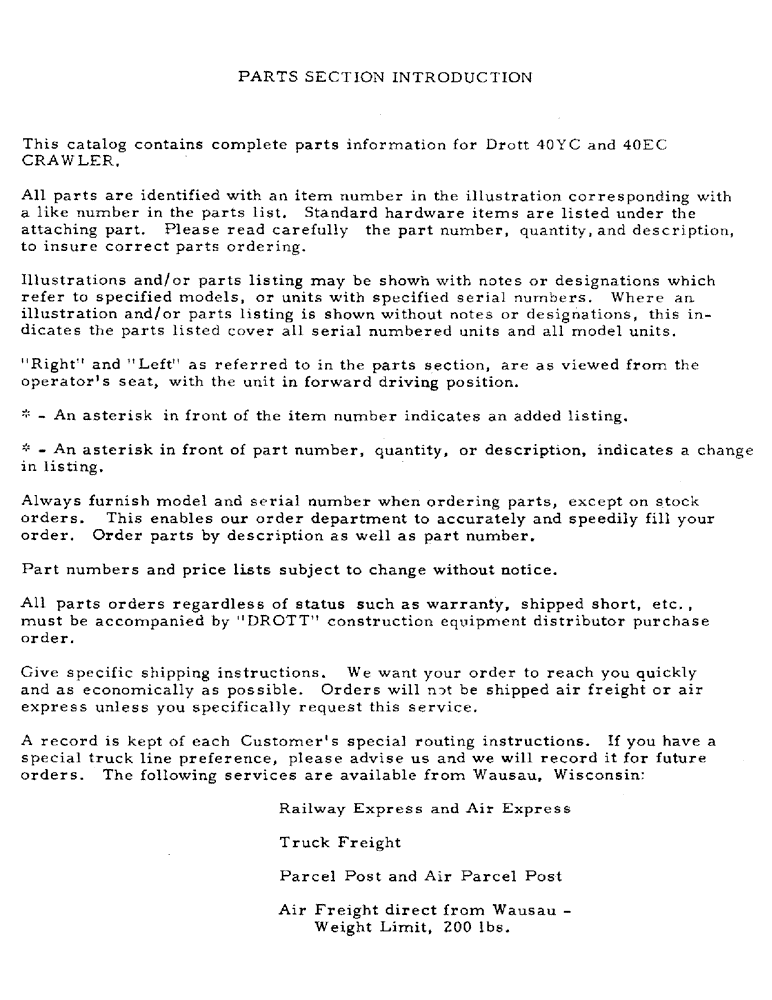 Схема запчастей Case 40YC - (A7) - PARTS SECTION INTRODUCTION (00) - GENERAL