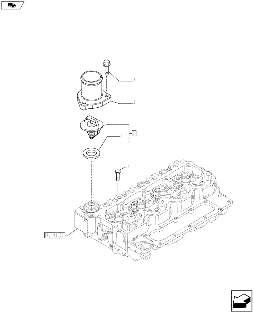 Схема запчастей Case F4HFE413A E001 - (10.402.01) - THERMOSTAT - ENGINE COOLING SYSTEM (2858073 - 2854096) (10) - ENGINE