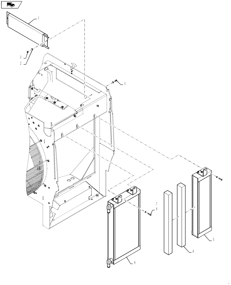 Схема запчастей Case 621F - (21.109.01) - TRANSMISSION COOLER INSTALLATION, STANDARD (21) - TRANSMISSION