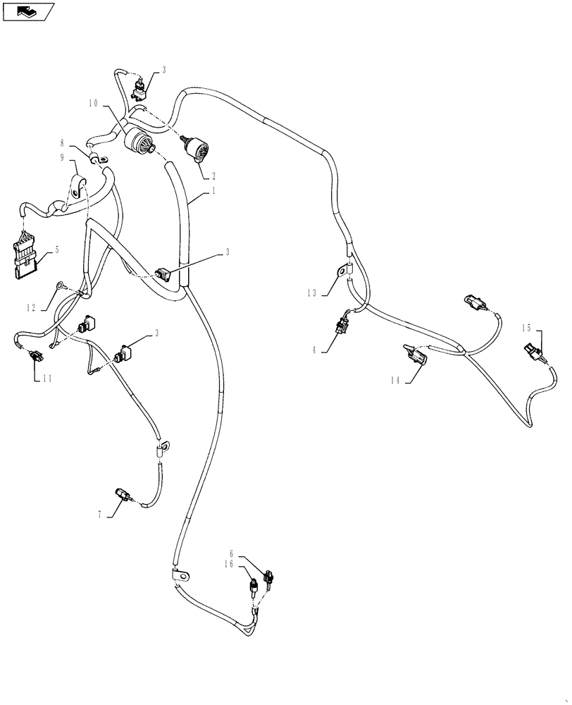 Схема запчастей Case 1121F - (55.100.01[01]) - TRANSMISSION HARNESS (55) - ELECTRICAL SYSTEMS