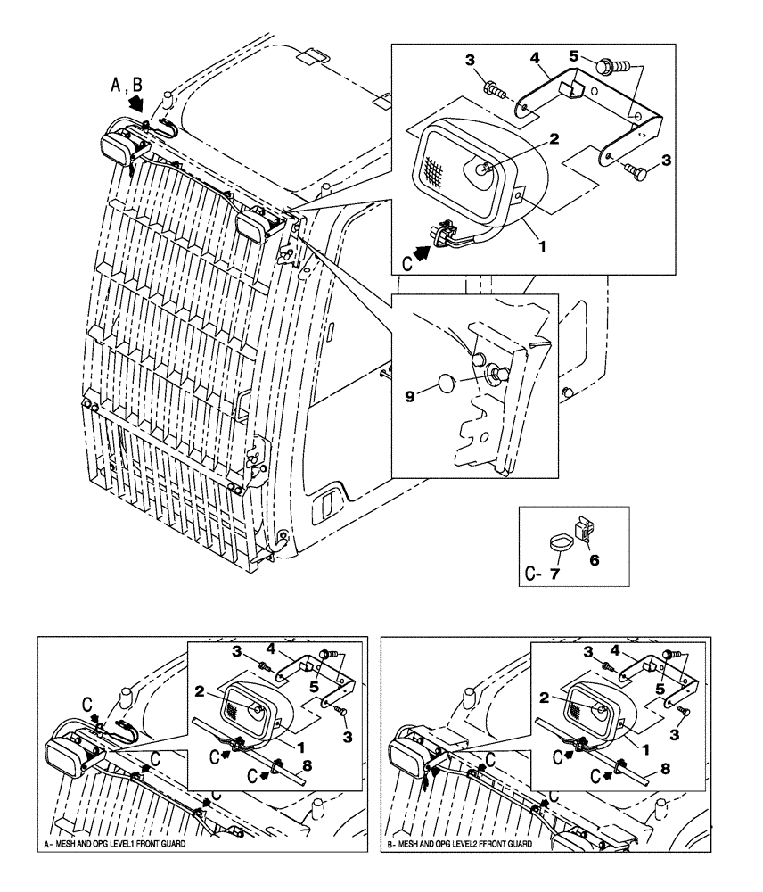 Схема запчастей Case CX235C SR - (55.404.04) - WORK LAMP (55) - ELECTRICAL SYSTEMS