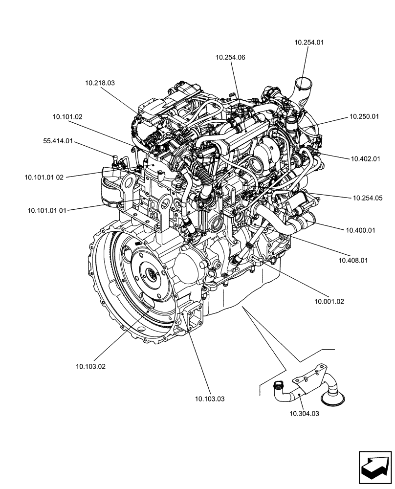 Схема запчастей Case F5HFL413B A002 - (10.000.01[02]) - PICTORIAL INDEX - ENGINE (5801438206) (10) - ENGINE