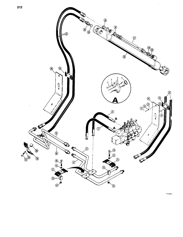 Схема запчастей Case 1450 - (212) - LOADER BUCKET TILT HYDRAULIC CIRCUIT, USED TRACTOR SN 8379804 & AFT (08) - HYDRAULICS