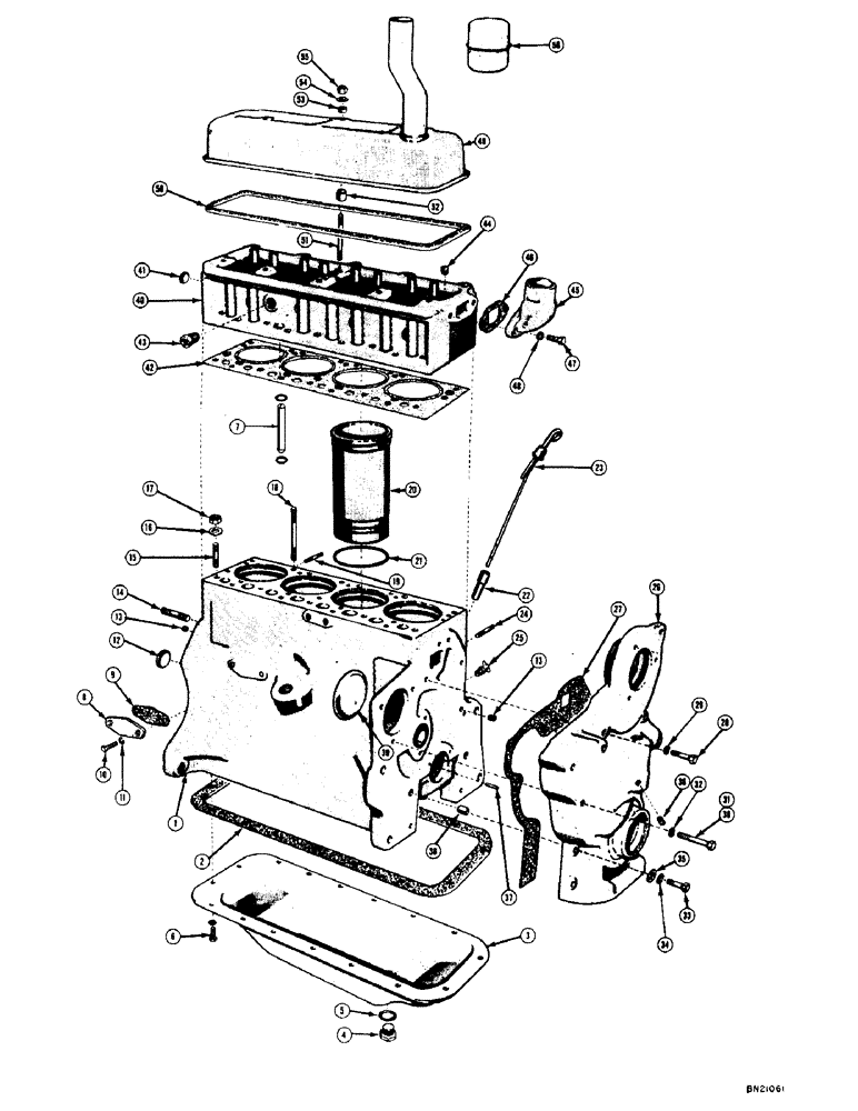 Схема запчастей Case 320 - (008) - ENGINE BLOCK AND RELATED PARTS (01) - ENGINE