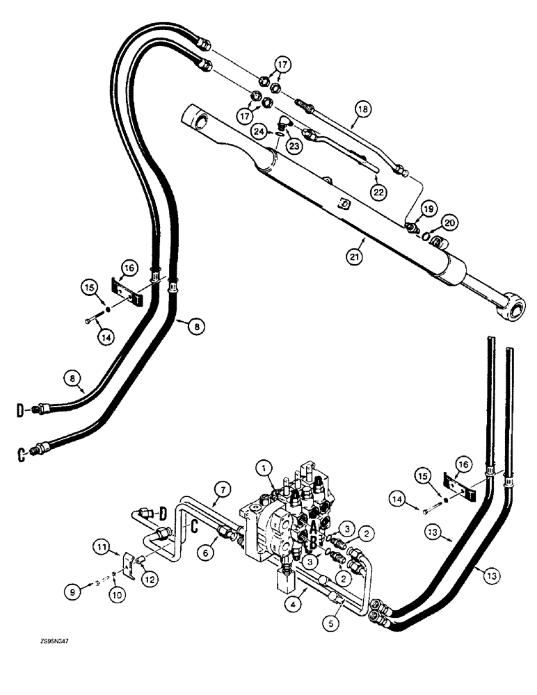 Схема запчастей Case 1155E - (8-018) - LOADER BUCKET HYDRAULIC CIRCUIT (08) - HYDRAULICS