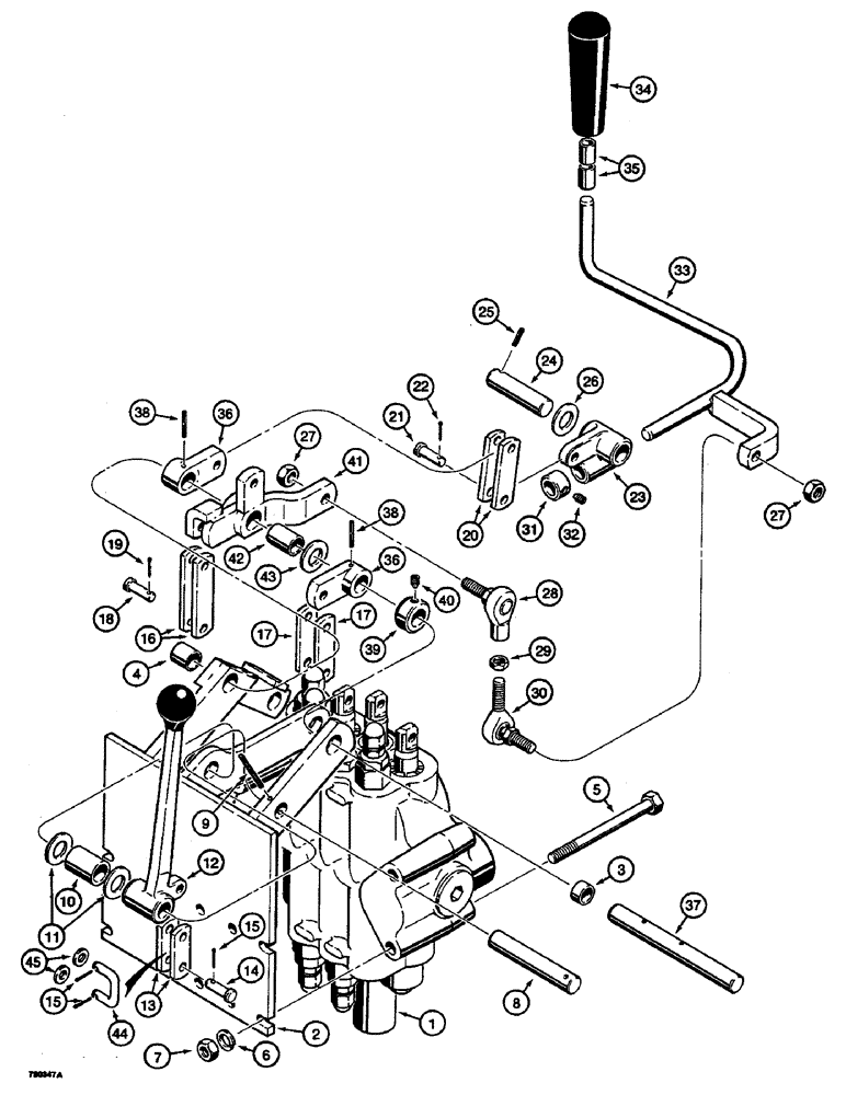 Схема запчастей Case 350B - (194) - EQUIPMENT CONTROL VALVE AND LEVERS, TWO CONTROL LEVERS - THREE SPOOL VALVES LOADER MODELS ONLY (07) - HYDRAULIC SYSTEM