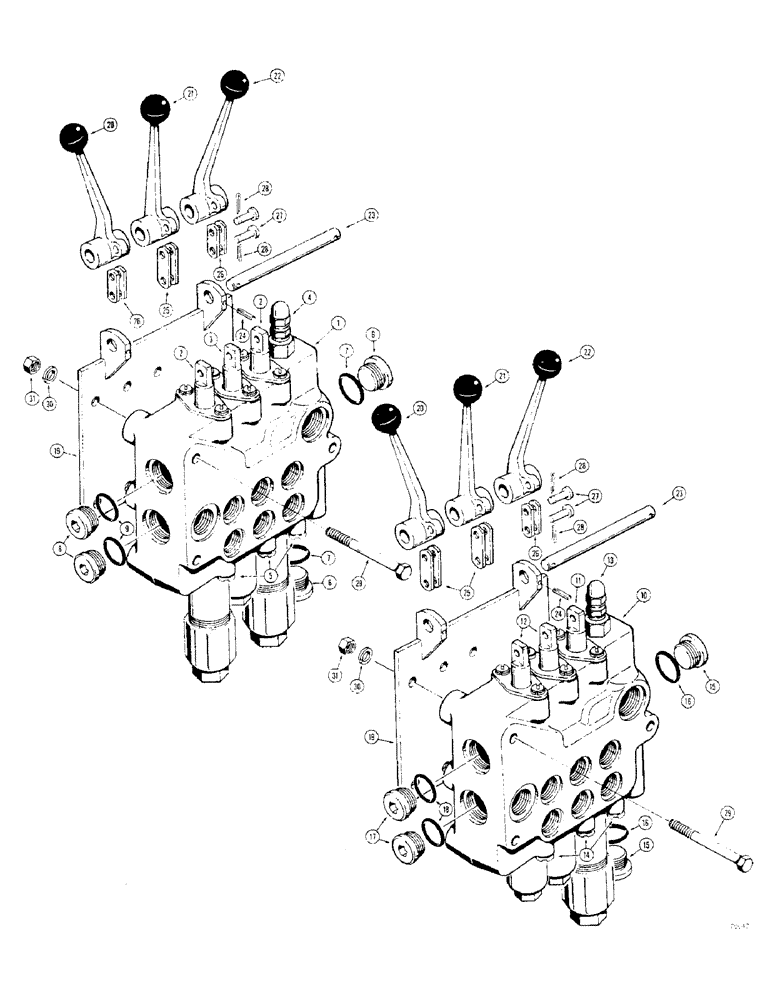 Схема запчастей Case 310G - (178) - DOZER CONTROL VALVE & LEVERS, D33929 DOZER VALVE W/OUT BACKHOE - THREE SPOOL (07) - HYDRAULIC SYSTEM