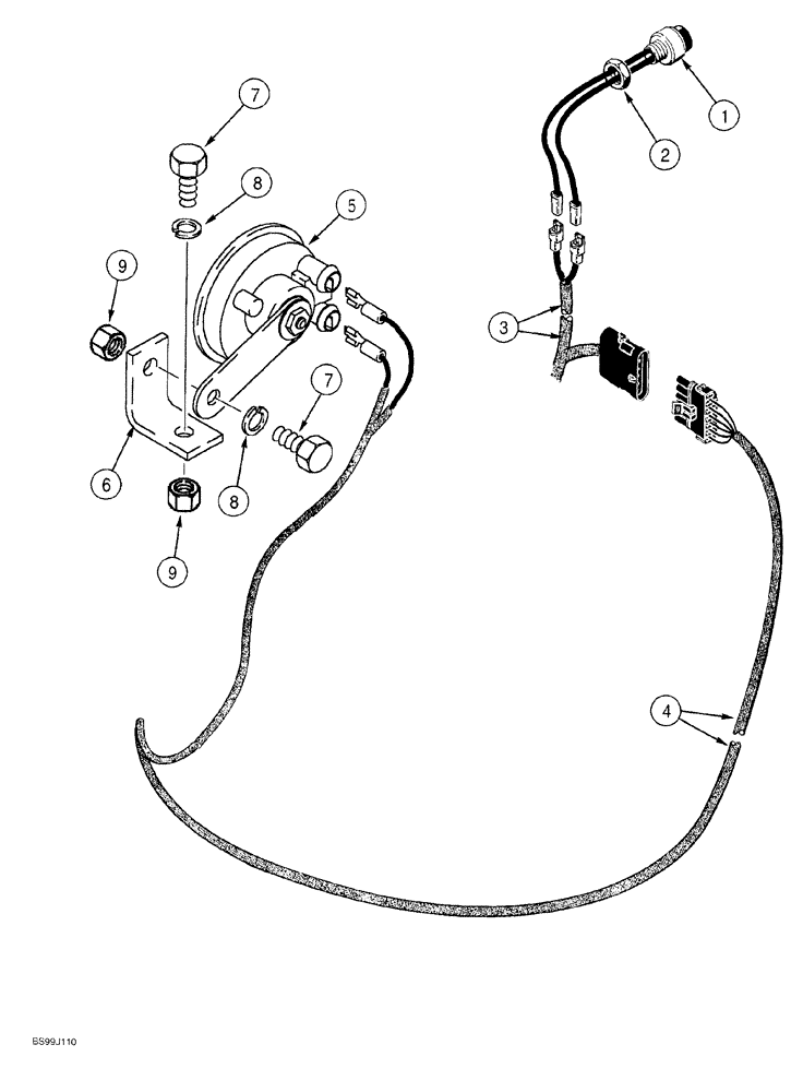 Схема запчастей Case 550G - (4-25A) - HORN, MODELS WITH ONE HORN (06) - ELECTRICAL SYSTEMS