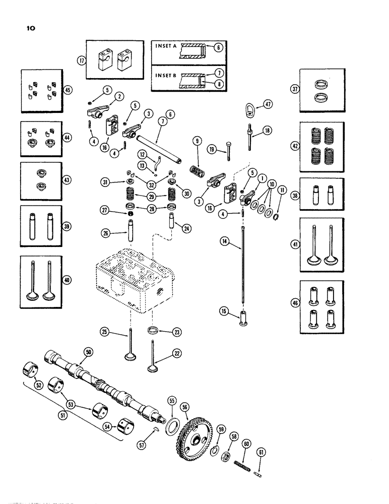 Схема запчастей Case 850 - (010) - VALVE MECHANISM AND CAMSHAFT, (301) DIESEL ENGINE (01) - ENGINE