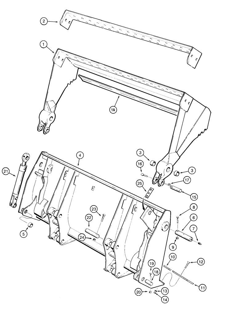 Схема запчастей Case 850E - (9-008) - LOADER CLAM BUCKET (09) - CHASSIS/ATTACHMENTS