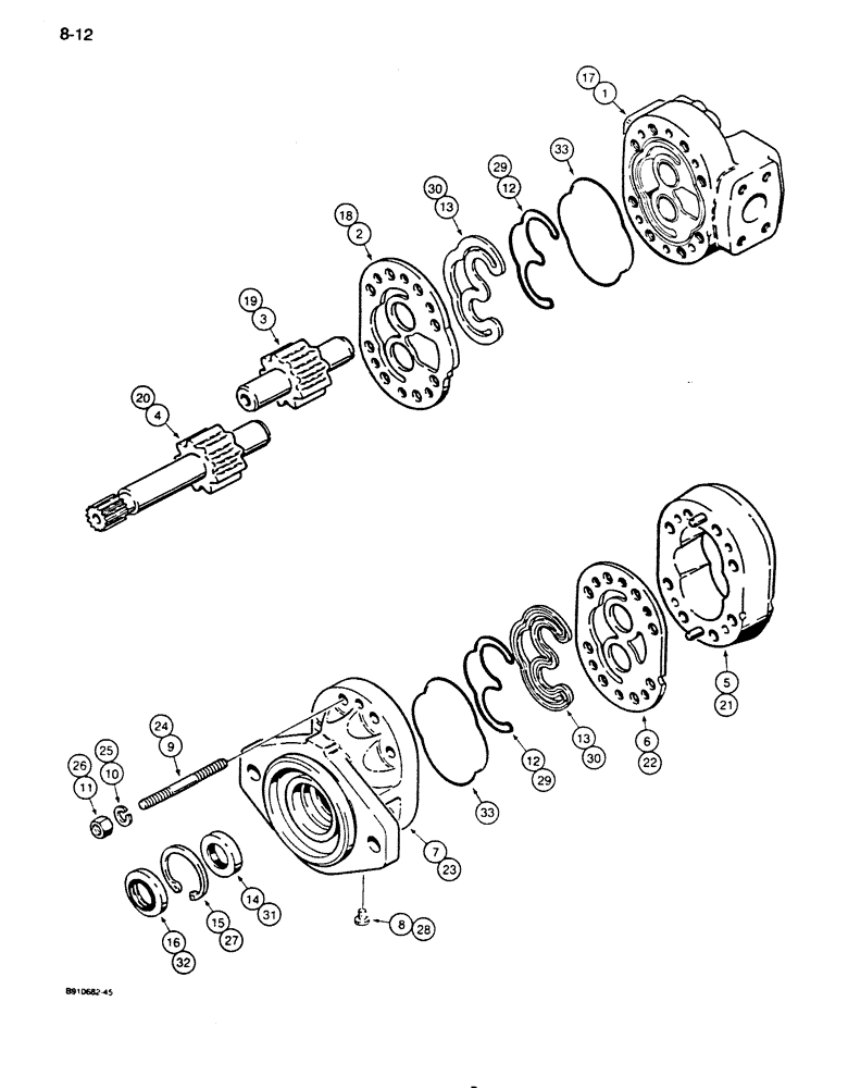 Схема запчастей Case 850D - (8-012) - VICKERS EQUIPMENT PUMPS - R54149 & R56559 (08) - HYDRAULICS