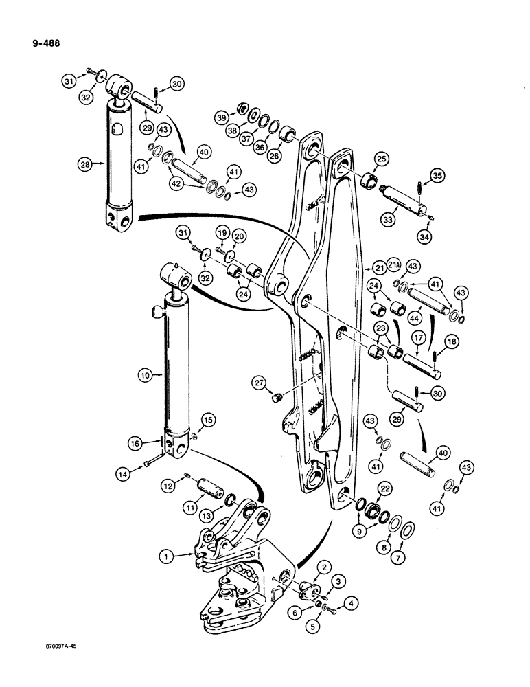 Схема запчастей Case 580K - (09-488) - BACKHOE SWING TOWER AND BOOM (09) - CHASSIS/ATTACHMENTS