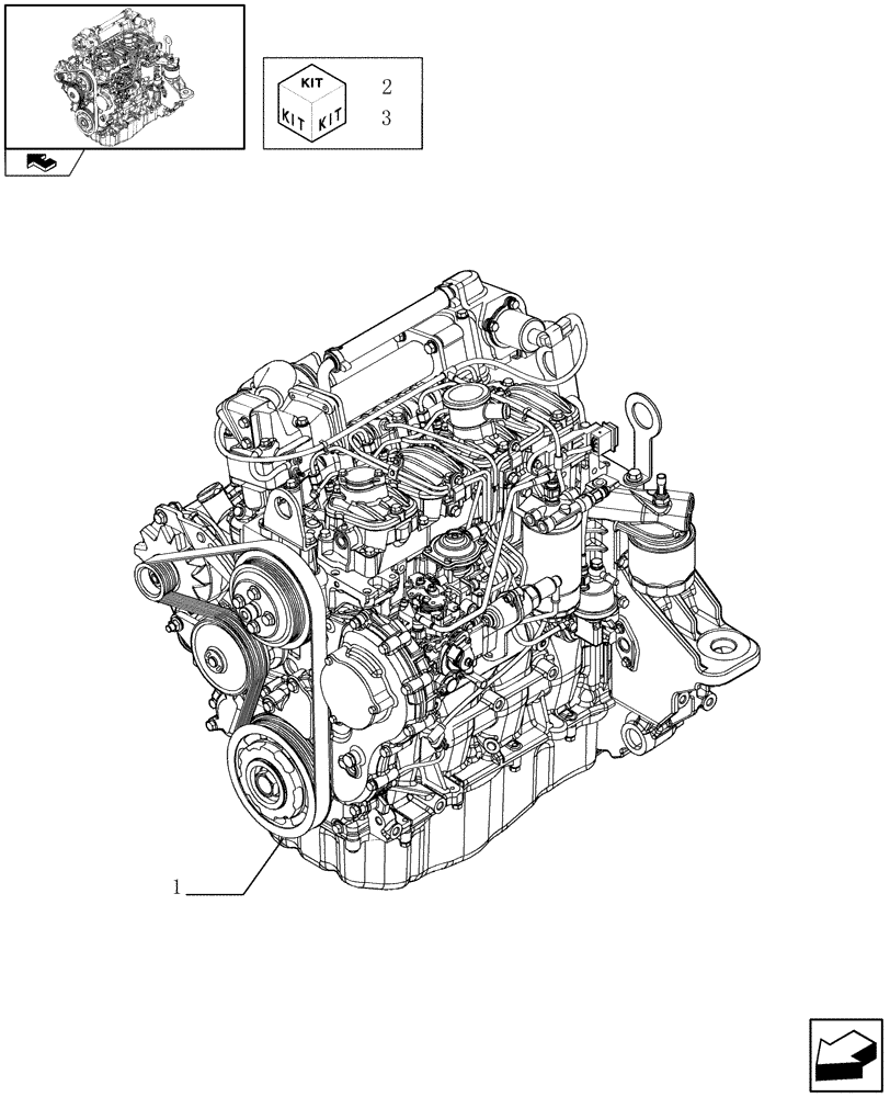 Схема запчастей Case 435 - (02-10) - ENGINE ASSY (87380450) (02) - ENGINE