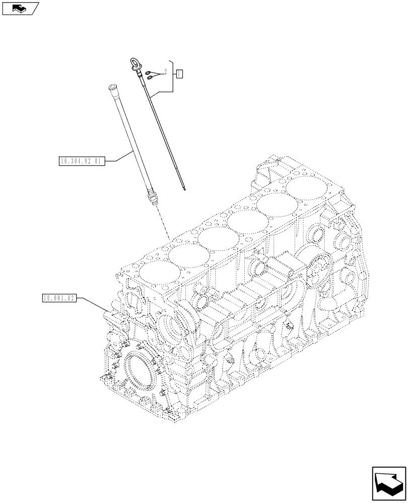 Схема запчастей Case 1121F - (10.304.02 [02]) - OIL DIPSTICK (10) - ENGINE