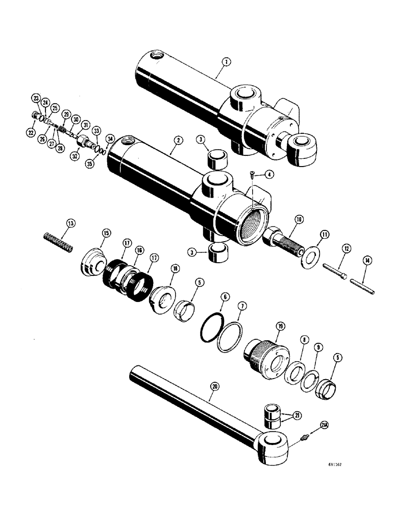 Схема запчастей Case 680CK - (220) - D45303 AND D45304 BACKHOE SWING CYLINDERS (35) - HYDRAULIC SYSTEMS