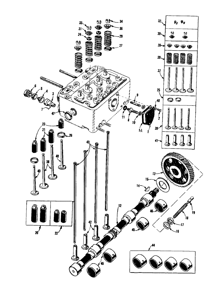 Схема запчастей Case 750 - (014) - CAMSHAFT, VALVES, & PUSH RODS - DIESEL (01) - ENGINE