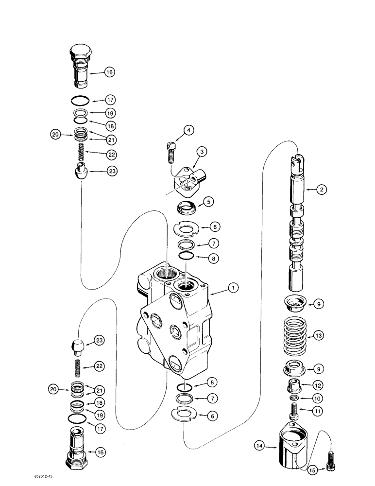 Схема запчастей Case 480F - (8-112) - THREE-POINT HITCH CONTROL VALVE, PITCH, TILT, AND IMPLEMENT SECTIONS (08) - HYDRAULICS