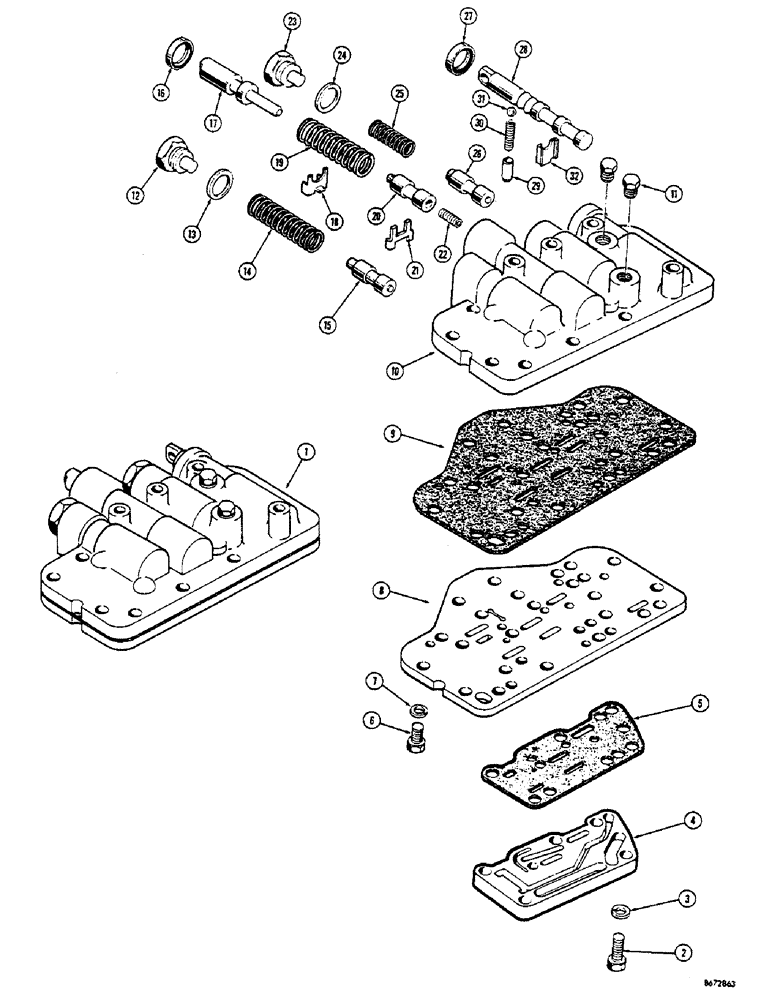 Схема запчастей Case 680CK - (072) - TRANSMISSION, FORWARD AND REVERSE CONTROL VALVE (21) - TRANSMISSION