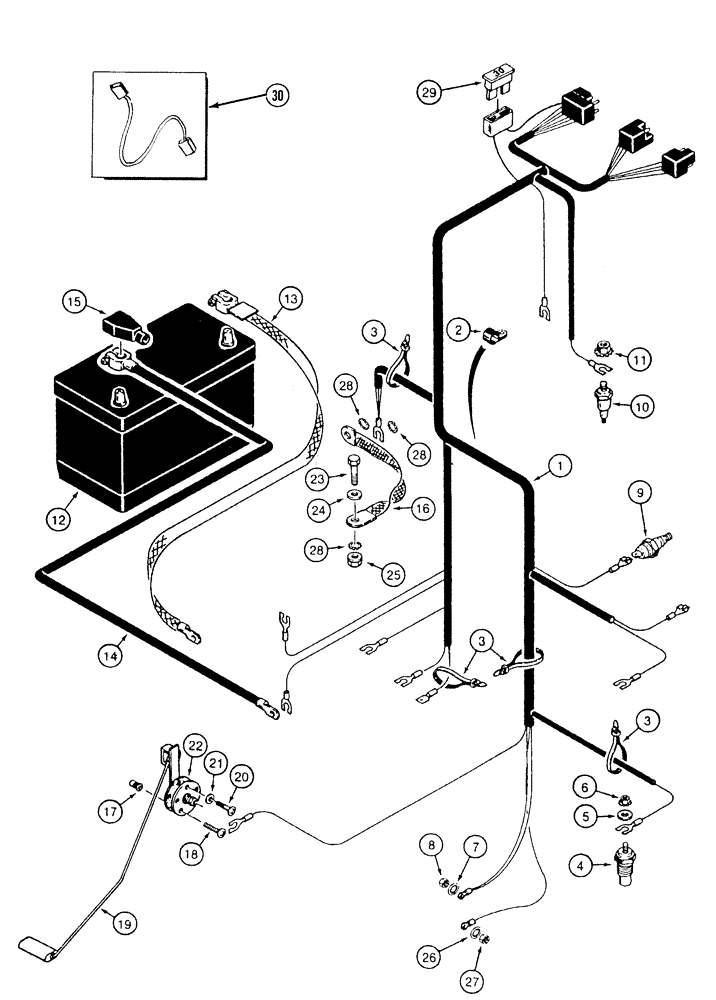 Схема запчастей Case 1835C - (4-20) - REAR HARNESS AND BATTERY, P.I.N. JAF0037682 AND AFTER (04) - ELECTRICAL SYSTEMS