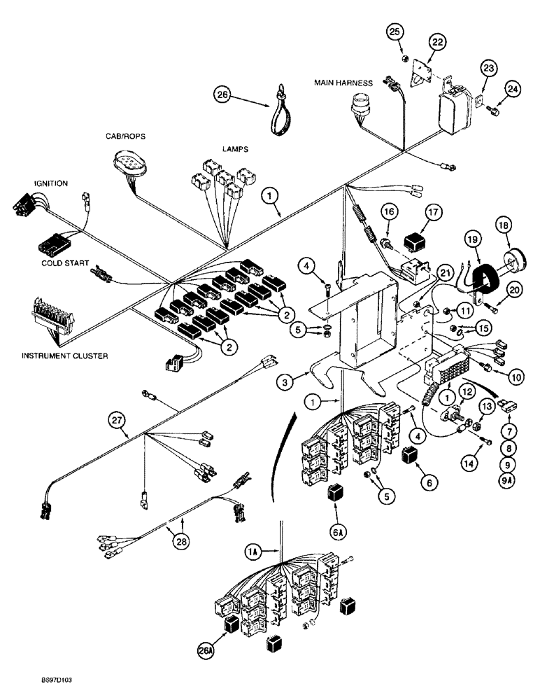 Схема запчастей Case 580SL - (4-18) - SIDE CONSOLE INSTRUMENT HARNESS (04) - ELECTRICAL SYSTEMS