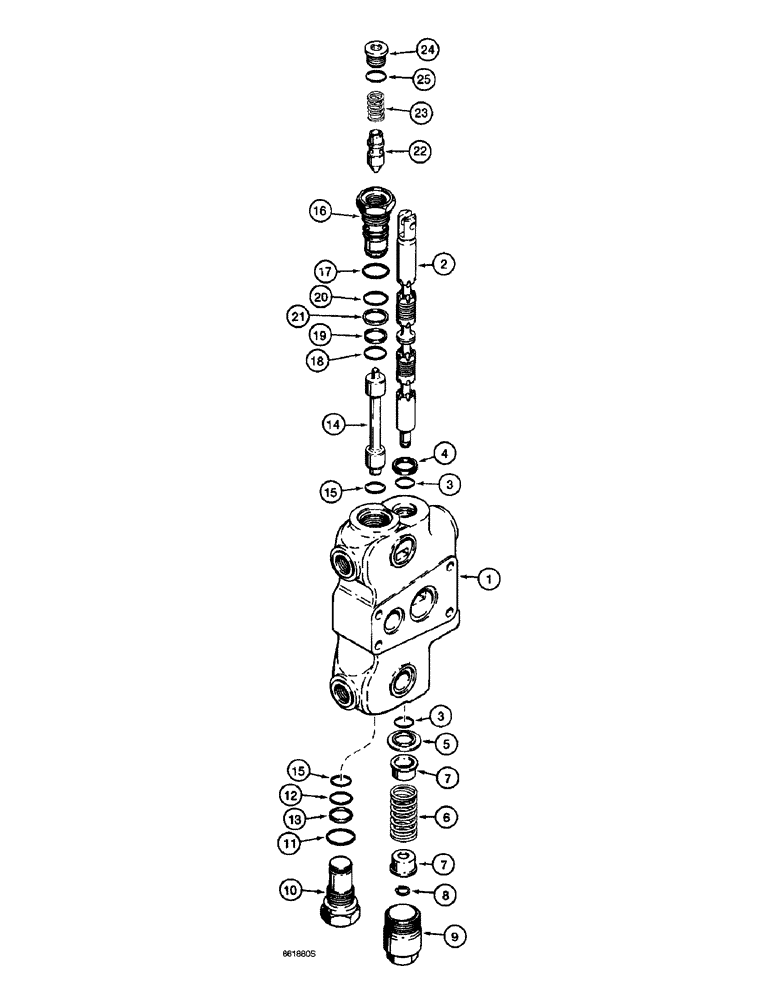 Схема запчастей Case 590SL - (9-03) - BACKHOE CONTROL VALVE, LEFT-HAND AND RIGHT-HAND STABILIZER SECTIONS (08) - HYDRAULICS