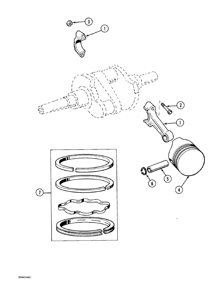 Схема запчастей Case 1818 - (2-46) - PISTON AND CONNECTING ROD, GASOLINE MODELS (02) - ENGINE