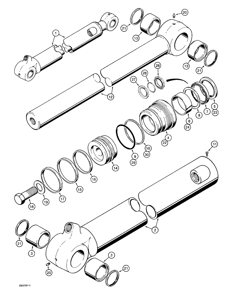 Схема запчастей Case 580SK - (8-136) - BACKHOE BUCKET CYLINDER (08) - HYDRAULICS