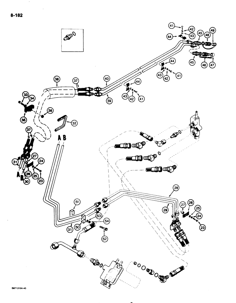 Схема запчастей Case 1825 - (8-182) - AUXILIARY HYDRAULIC CIRCUIT (08) - HYDRAULICS