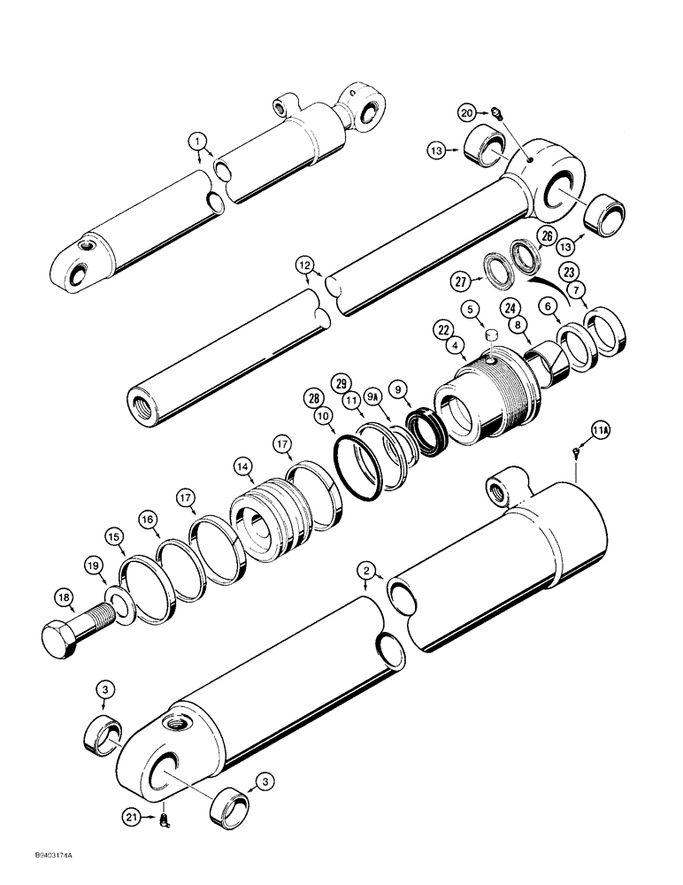 Схема запчастей Case 480F - (8-138) - G103503 BACKHOE BUCKET CYLINDER (08) - HYDRAULICS