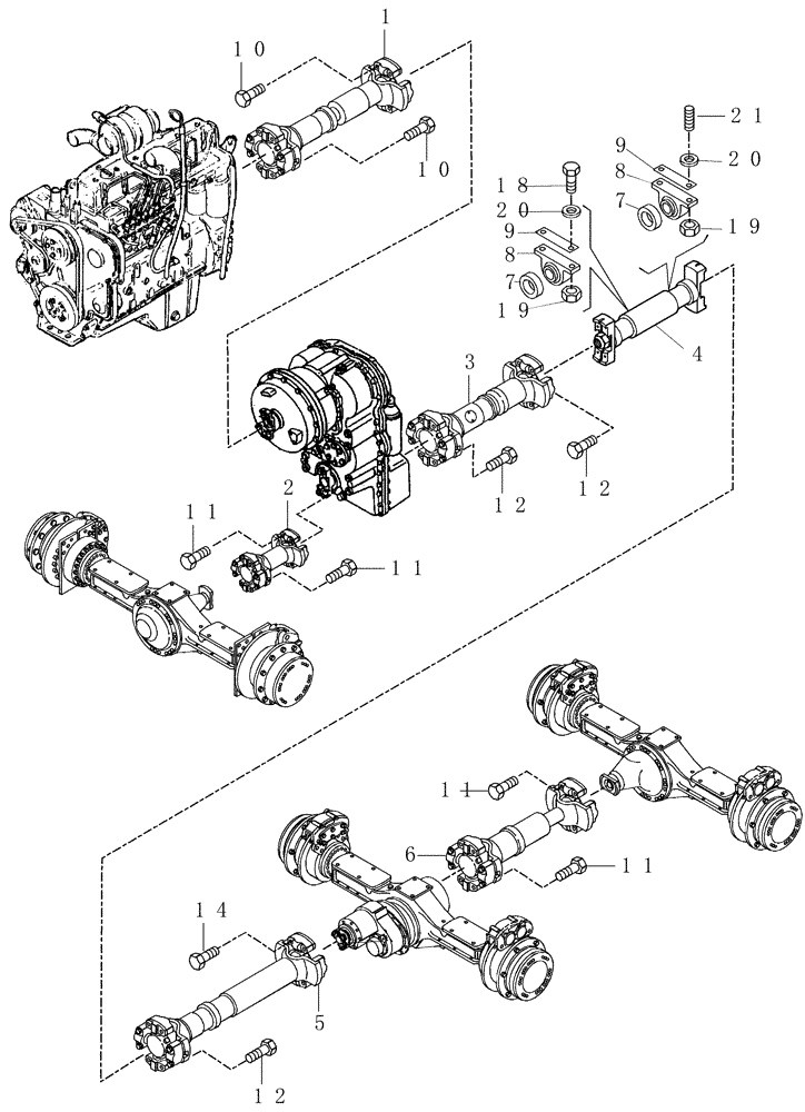 Схема запчастей Case 325 - (1.255/1[01A]) - DRIVE SHAFTS (325 NA / UNTIL PIN HHD000107) (03) - Converter / Transmission